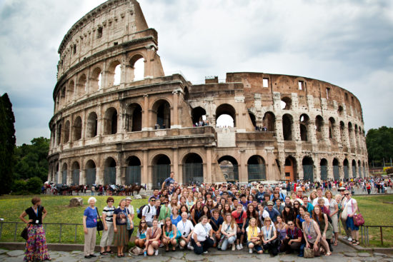 Performance tour participants visit the Roman Colosseum.