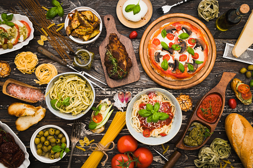 Table of Italian food