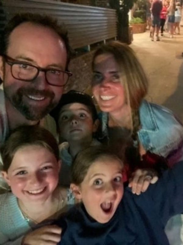 family selfie on the street